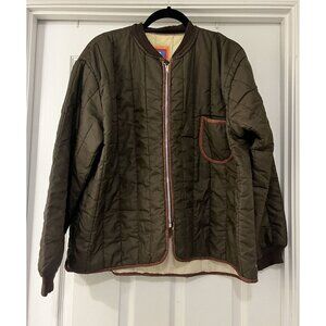 Mens Vintage 1970s Antler Brown Quilted Pocket Zip jacket Size large Rare‎